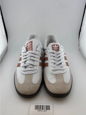 adidas White Sneakers with Tan Stripes and Beige Suede